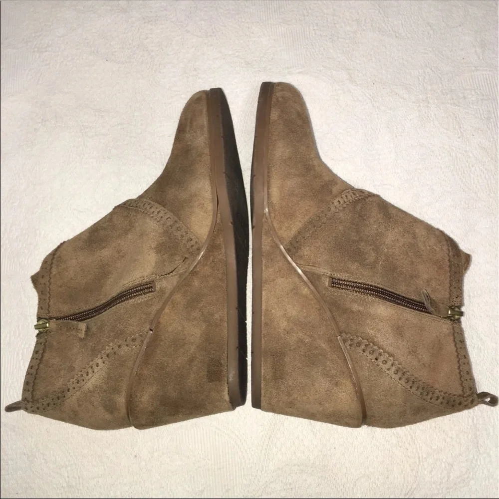 Suede Wedge Ankle Boots Booties Womens Size 11 Renaissance Ren Faire Buckle